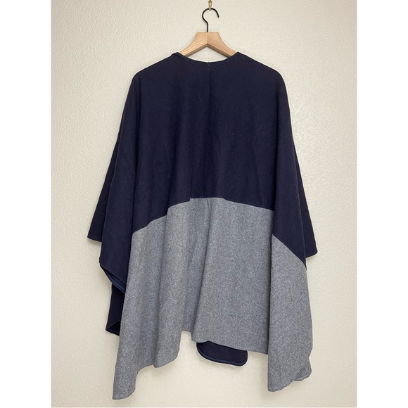 Donni Charm Wool Duo Wonder Cape Poncho OS Colorblock Oversized Drape Slouchy - Picture 8 of 8